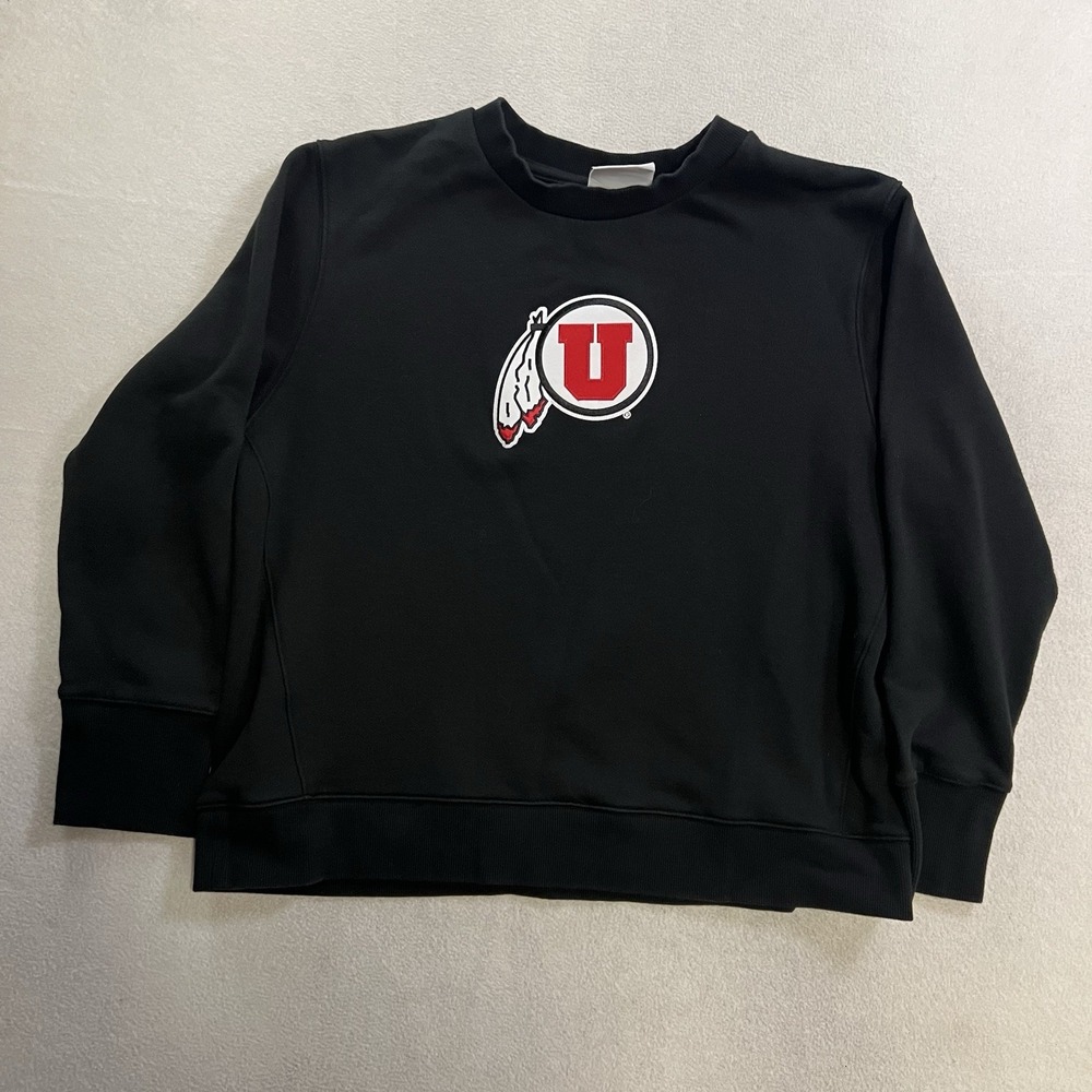 Champion Team Utah Utes Sweatshirt Men's Size 2XL Black Embroidered Center Logo